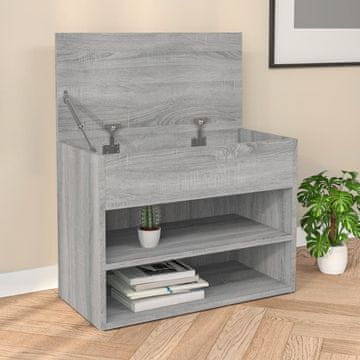 Vidaxl Klupa s prostorom za odlaganje cipela, siva sonoma hrast, 60x30x45 cm