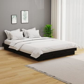 Vidaxl Okvir za krevet crni masivni drvo 140 x 190 cm