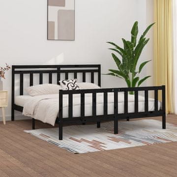 Vidaxl Okvir za krevet crni masivni borov drvo 200 x 200 cm