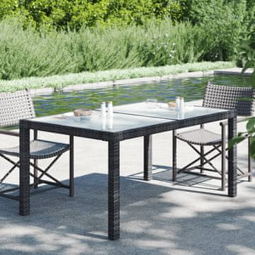 Vidaxl Vrtni stol 150x90x75 cm Staklo i PE ratan Crni