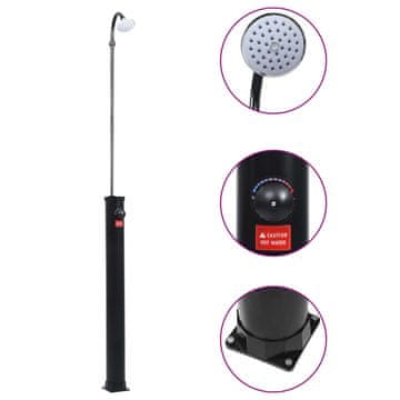 Vidaxl Vrtni solarni tuš crni 215 cm 8 L