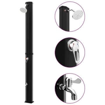 Vidaxl Vanjski solarni tuš s glavom i slavinom 35 L crni