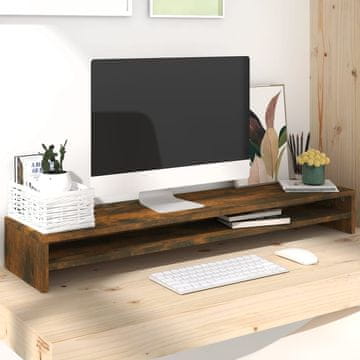 Vidaxl Stalak za monitor dimljeni hrast 100x24x13 cm