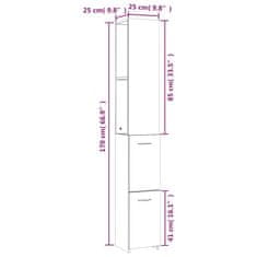 Vidaxl Kupaonski ormarić boja dimljenog hrasta 25x26,5x170 cm