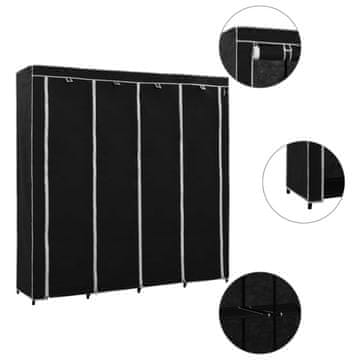 Vidaxl Ormar s 4 pretinca crni 175 x 45 x 170 cm