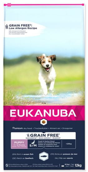 Eukanuba Puppy & Junior Small & Medium Grain Free OF hrana za pse, 12 kg