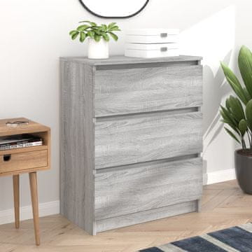 Vidaxl Komoda s ladicama, sivi hrast sonoma, 60x35x76 cm, materijal na bazi drva