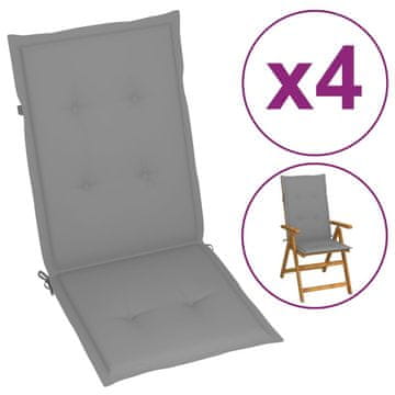 Vidaxl Jastuci za vrtne stolice, 4 kom, sivi, 120x50x3 cm