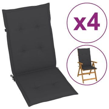 Vidaxl Jastuci za vrtne stolice, 4 kom, antracit, 120x50x3 cm