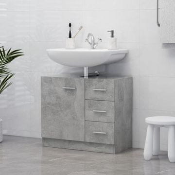 Vidaxl Ormarić za umivaonik, betonsko-sivi, 63x30x54 cm, ploča