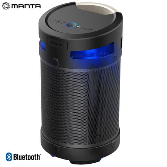 Manta PK5120 prijenosni zvučnik, Bluetooth, 100W, STEREO 360°, baterija, RGB LED, IPX5, FM Radio, USB, crni