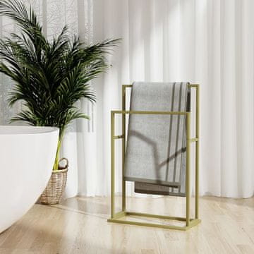Vidaxl Samostojeći držač za ručnike zlatni 48x24x78,5 cm željezni