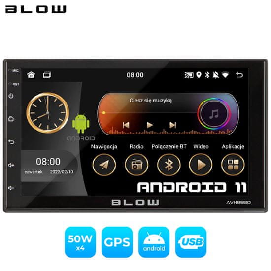 Blow AVH9930 auto radio, Android, 2 DIN, 2GB/32GB, FM Radio/Bluetooth/RDS/USB/AUX,  GPS