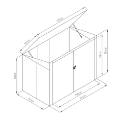 IWHOME Univerzalna Čelična Kućica za Otpad 1,75 m² Antracit - HORY B Model