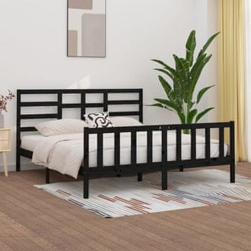 Vidaxl Okvir za krevet crni masivni borov drvo 200 x 200 cm