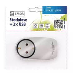 EMOS P0072 utikač, 2x USB EURO Schuko