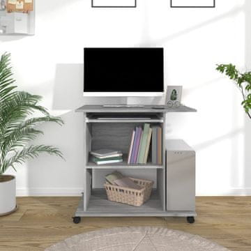 Vidaxl Računalni stol, sivi hrast sonoma, 80x50x75 cm