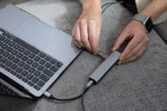 EPICO USB Type-C hub slim (4K HDMI & Ethernet) 9915112100019, srebrni, crni kabel