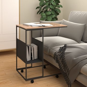 Vidaxl Pomoćni stolić na kotačima Crni 55x36x63,5 cm