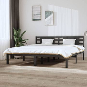 Vidaxl Okvir za krevet sivi masivni borov drvo 200 x 200 cm