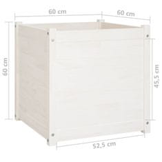 Vidaxl Vrtne sadilice 2 kom bijele 60 x 60 x 60 cm od masivne borovine