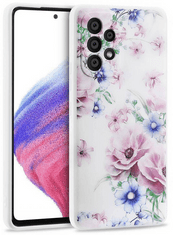 Onasi maskica ​​za Samsung Galaxy A53, mat bijela sa ljubičastim cvjetićima