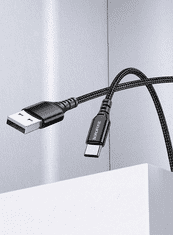Borofone X54 podatkovni kabel tip-C na USB, 1 m, 2,4 A, crni, pleten