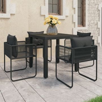 Vidaxl Vrtni set od 5 komada od ratana i PVC-a, crni