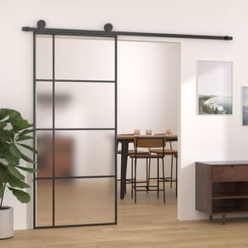 Vidaxl Klizna vrata, ESG staklo i aluminij, 90x205 cm, crna