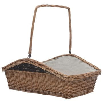 Vidaxl Košara za drva za ogrjev s ručkom 61,5 x 46,5 x 58 cm, smeđa, od pruća