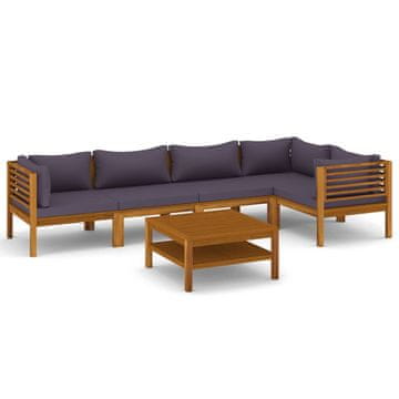 Vidaxl 6-dijelna vrtna garnitura od masivnog drva bagrema s jastucima