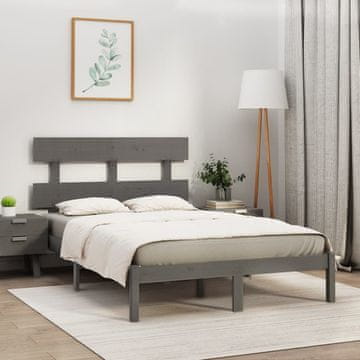 Vidaxl Okvir za krevet od sivog punog drva 200 x 200 cm