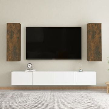 Vidaxl TV stalak, set od 2, dimljeni hrast, 30,5 x 30 x 90 cm