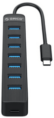 Orico TWC3-7A USB-C hub, 7 ulaza, USB 3.0, 0,15 m, crna (TWC3-7A-BK-EP)
