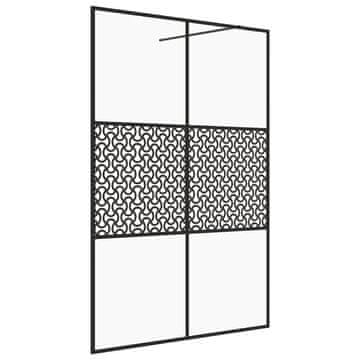 Vidaxl Pregrada za tuširanje s prozirnim staklom ESG 140 x 195 cm crna