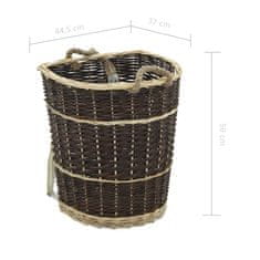 Vidaxl Košara za drva za ogrjev s remenjem 44,5x37x50 cm prirodna vrba