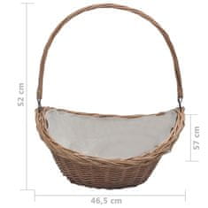 Vidaxl 286987 Firewood Basket with Handle 57x46,5x52 cm Brown Willow