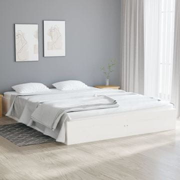Vidaxl Okvir za krevet od bijelog punog drva 135x190 cm za dvije osobe