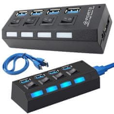 Verkgroup USB 4 razdjelnik s 3.0 priključka s prekidačem - razdjelnik priključne stanice