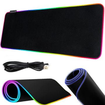 Verkgroup Osvijetljena LED RGB računalna podloga za miš i tipkovnicu 80x30cm