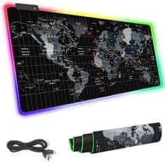 Verkgroup Osvijetljena XXL LED RGB računalna podloga za miš i tipkovnicu 90x40cm