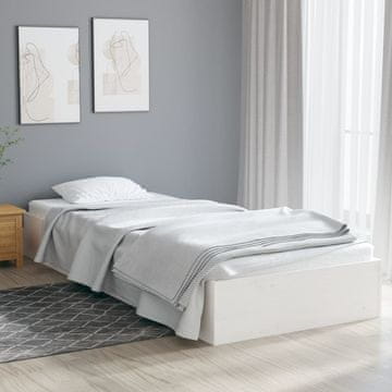 Vidaxl Okvir za krevet od bijelog punog drva 90x190 cm za jednu osobu