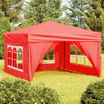 Vidaxl Sklopivi šator za zabave sa stranicama, crveni, 3x3 m