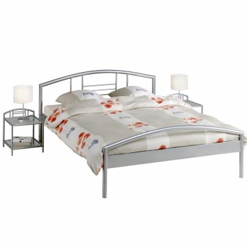 eoshop Metalni bračni krevet PARIS 160x200 cm, srebrni okvir s uzglavljem