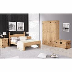 eoshop Bračni krevet CORONA od masivnog bora, voskirani med, 140x200 cm