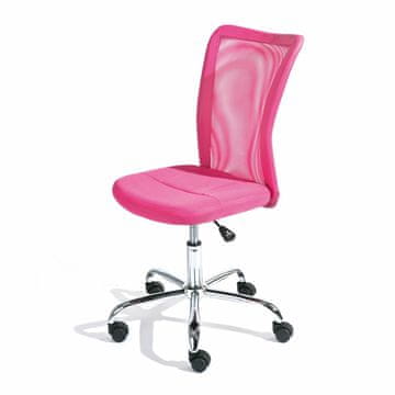 eoshop Uredska stolica BONNIE ružičasta, mrežasto sjedalo, kromirana baza, podesiva visina 89–99 cm