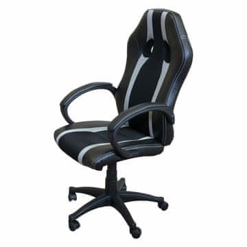 eoshop Uredska gaming stolica Formula Grey, siva, mreža/eko koža, podesiva visina, ljuljanje