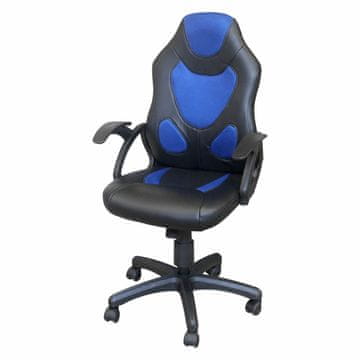 eoshop Uredska gamerska stolica Racer Blue K132, crno-plava, mreža i eko koža, s kotačićima