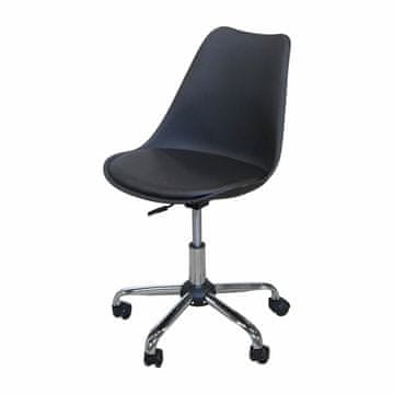 eoshop Uredska stolica PRADO crna, podesiva visina 46–55 cm, na kotačićima, kromirano postolje