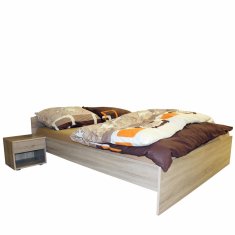 eoshop Bračni krevet 160x200 cm Sonoma hrast, laminat, uzglavlje, bez podnice i madraca